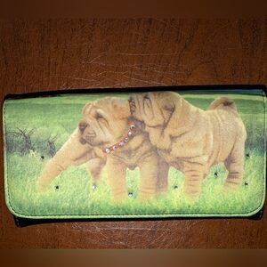 Nwt Blossom Collection Shar Pei dog Wallet Trifold Check Book Cover